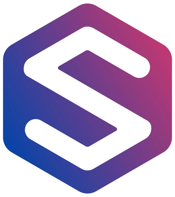 SWARM Logo. Ein s in einem Hexagon, welches einen Gradient von blau zu rosa aufweist (links unten nach rechts oben).