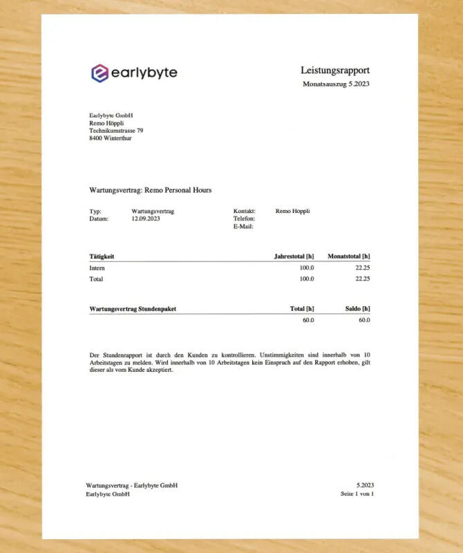 Bexio Early Report Bexio Early Report