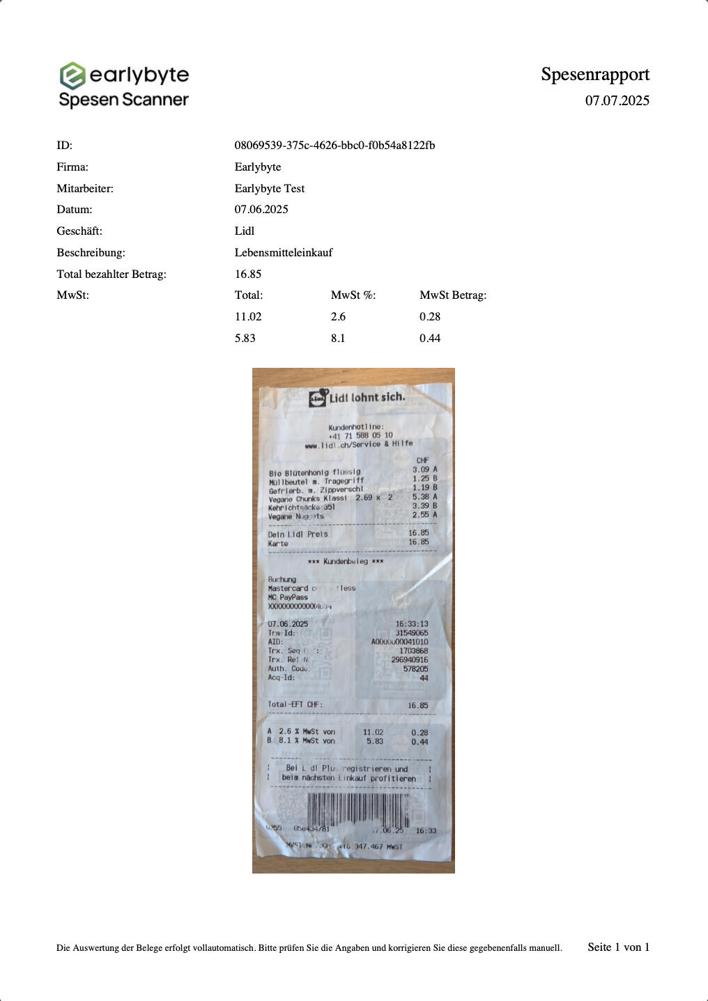 Earlybyte Spesen Scanner PDF