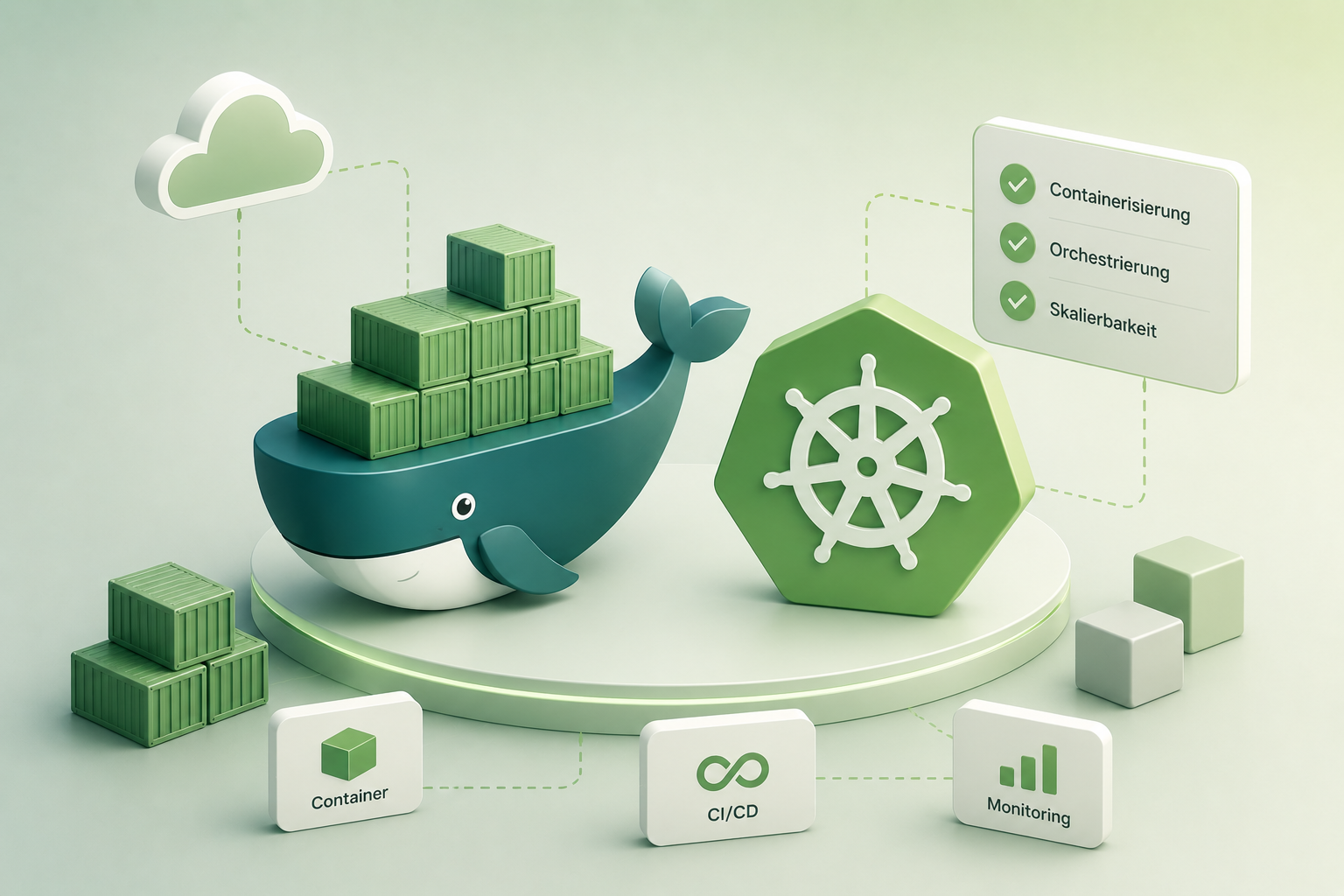 Illustration zu Docker, Kubernetes und Container-Plattformen